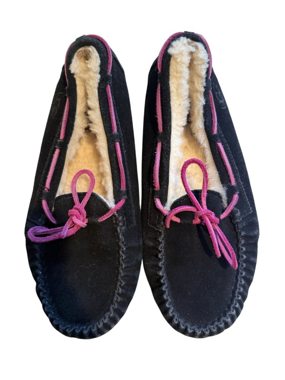 UGG Dakota Moccasin Slippers Black Suede Size US 5 EU 35 [jb]